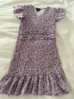 Flowers by Zoe Lavender Floral Smocked Dress